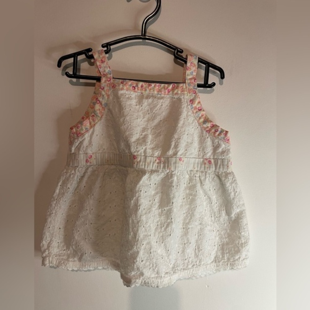 Hanna Andersson Girls Embroidered Floral Eyelet Dress White‎ Lined 3T 90
